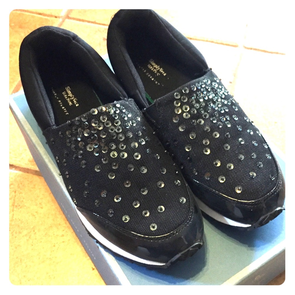 Vera Wang black sequin shoes size 7 like new euc